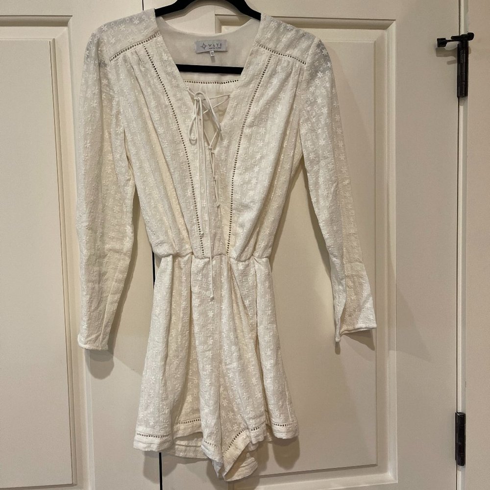 WAYF white lace up romper